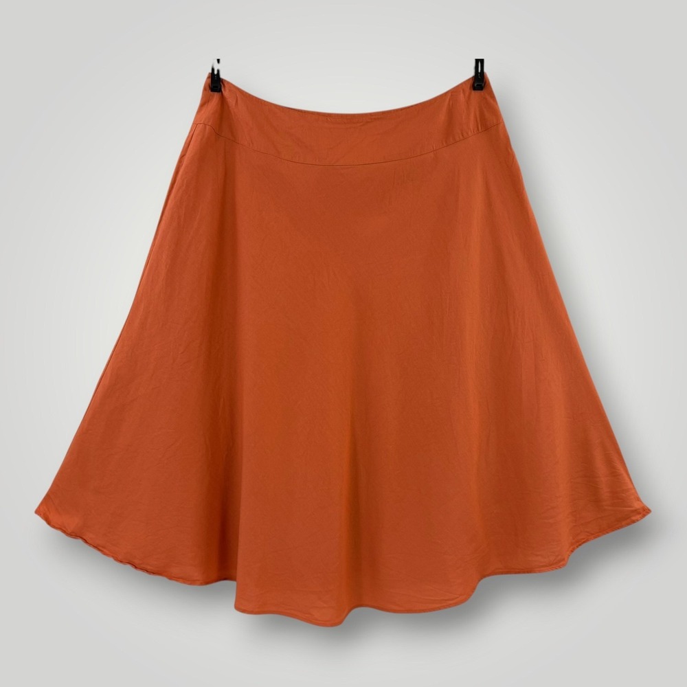 Ashley Stewart Maxi Skirt Womens 3X Orange‎ Linen Blend A Line Boho Lined